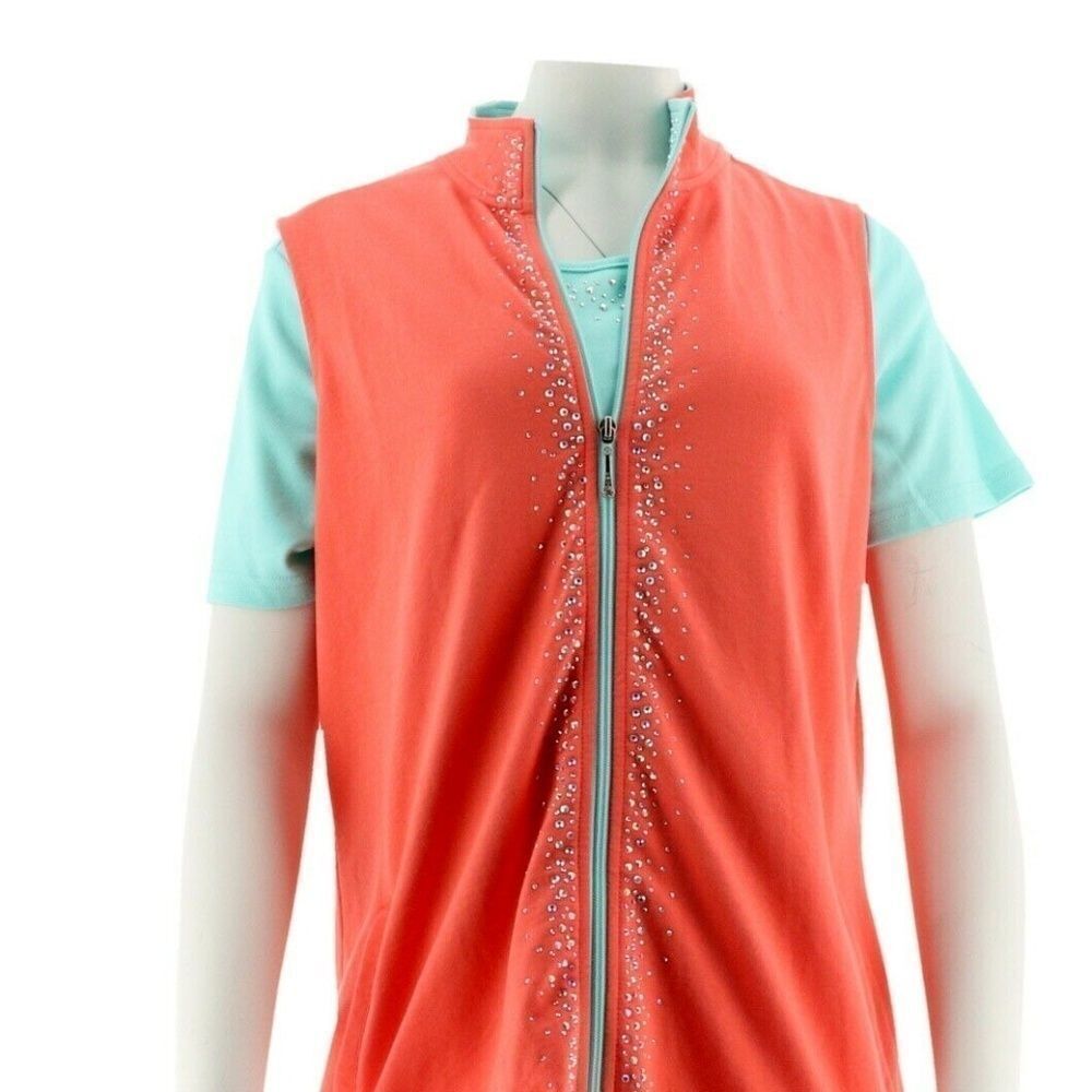 Quacker Factory Color Contrast Vest and tShirt set